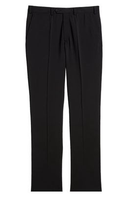 Emporio Armani G-Line Flat Front Wool Pants in Solid Black