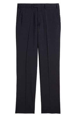 Emporio Armani G-Line Flat Front Wool Pants in Solid Blue Navy