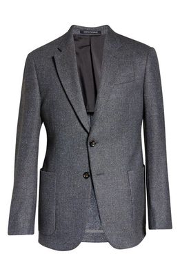 Emporio Armani G-Line Geo Textured Wool Blend Sport Coat in Solid Dark Grey
