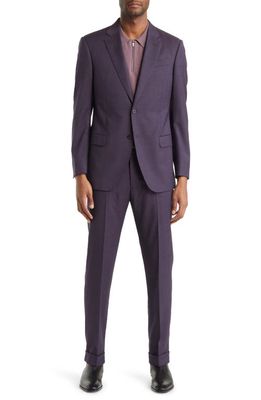 Emporio Armani G Line Micropattern Stretch Wool Suit in Burgundy