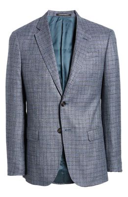 Emporio Armani G-Line Plaid Wool Blend Sport Coat in Fancy Blue