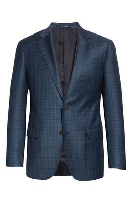 Emporio Armani G-Line Plaid Wool Sport Coat in Teal