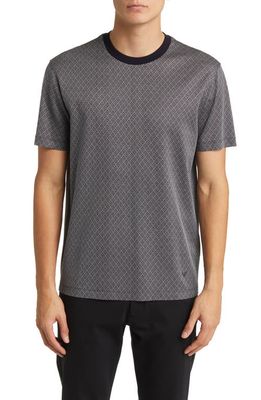 Emporio Armani Geo Print Lyocell Blend T-Shirt in Solid Blue Navy