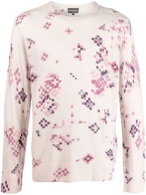 Emporio Armani geometric crew-neck jumper - Neutrals