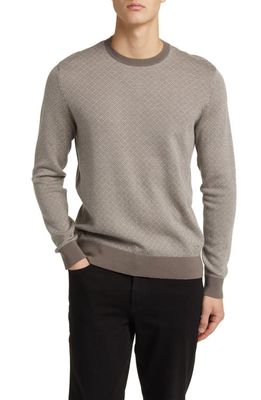 Emporio Armani Geometric Jacquard Virgin Wool Sweater in Tan