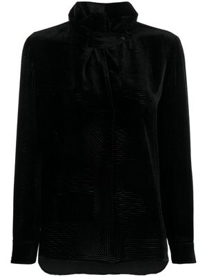 Emporio Armani geometric-pattern devoré blouse - Black