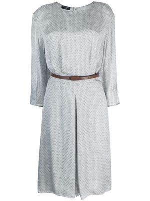 Emporio Armani geometric-pattern silk chiffon dress - Grey