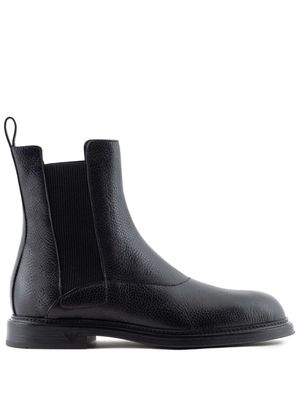 Emporio Armani grained leather ankle boots - Black