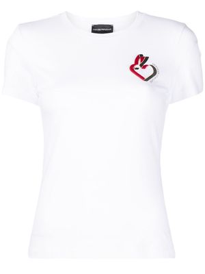 Emporio Armani graphic-print cotton-blend T-shirt - White