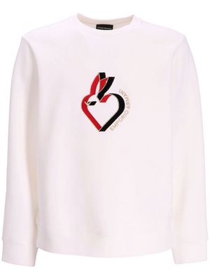 Emporio Armani graphic-print crew neck sweatshirt - White