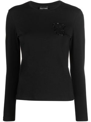 Emporio Armani graphic-print long-sleeve T-Shirt - Black
