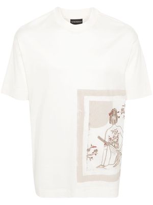 Emporio Armani graphic-print round-neck T-shirt - Neutrals