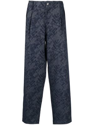 Emporio Armani graphic-print wide-leg trousers - Blue