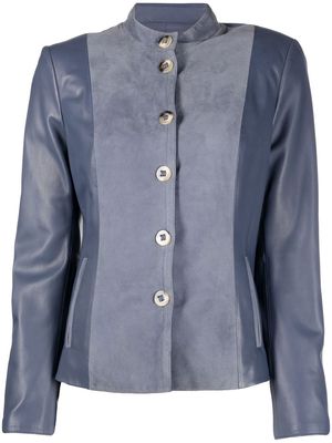 Emporio Armani Guru tonal leather jacket - Blue