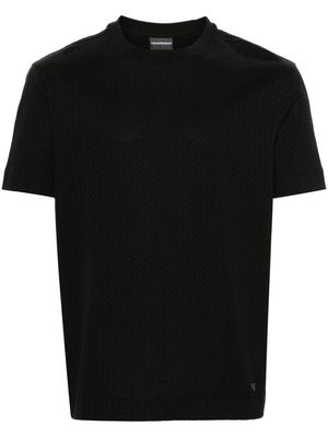 Emporio Armani herringbone-pattern cotton T-shirt - Black