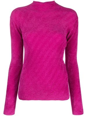 Emporio Armani high-neck textured-finish jumper - Pink