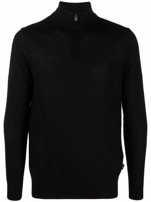 Emporio Armani high-neck zip-up jumper - Black