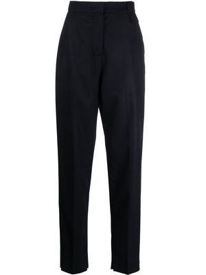 Emporio Armani high-waisted virgin wool-blend trousers - Blue