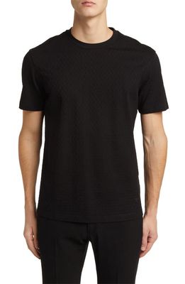 Emporio Armani Honeycomb Textured T-Shirt in Solid Black