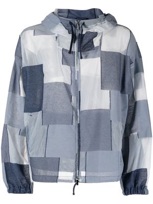 Emporio Armani hooded patchwork jacket - Blue