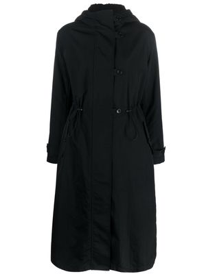 Emporio Armani hooded single-breasted coat - Black