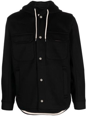 Emporio Armani hooded virgin wool shirt jacket - Black