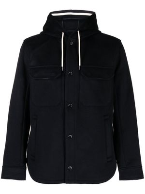 Emporio Armani hooded virgin wool shirt jacket - Blue