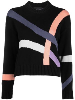 Emporio Armani intarsia-knit cotton jumper - Black
