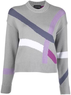 Emporio Armani intarsia-knit drop-shoulder jumper - Grey