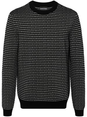 Emporio Armani intarsia-knit-logo jumper - Black