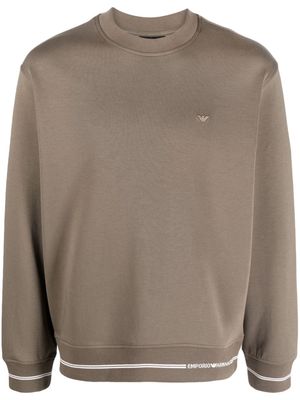 Emporio Armani intarsia-knit logo trim sweatshirt - Brown