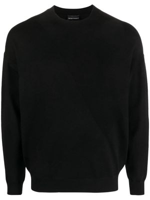 Emporio Armani intarsia-knit logo virgin wool jumper - Black