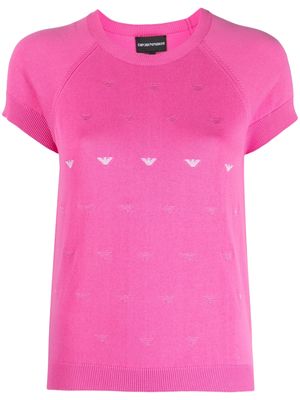 Emporio Armani intarsia-knit short-sleeve top - Pink