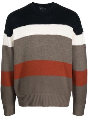 Emporio Armani intarsia-knit striped-pattern jumper - Blue