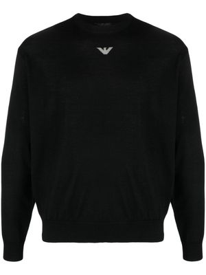 Emporio Armani intarsia-knit virgin-wool jumper - Black
