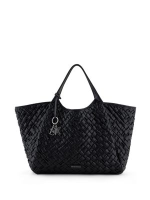Emporio Armani interwoven faux-leather tote bag - Black