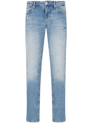 Emporio Armani J06 distressed slim-fit jeans - Blue