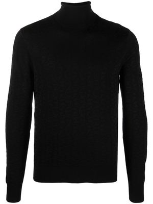 Emporio Armani jacquard-logo roll-neck jumper - Black
