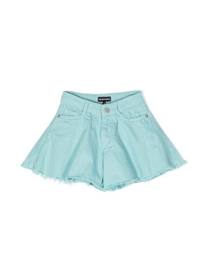 Emporio Armani Kids above-knee leather shorts - Blue