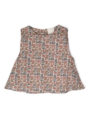 Emporio Armani Kids abstract-print flared sleeveless top - Neutrals