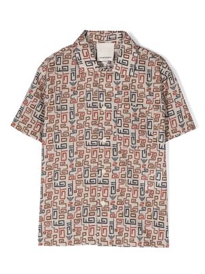 Emporio Armani Kids abstract-print short-sleeve shirt - Brown