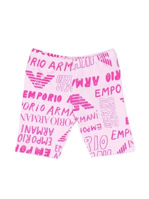 Emporio Armani Kids all-over logo print shorts - Pink