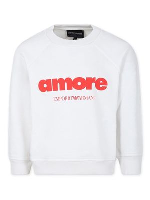 Emporio Armani Kids Amore crew-neck sweatshirt - White