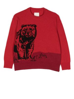 Emporio Armani Kids bear intarsia-knit jumper - Red