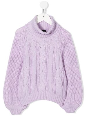 Emporio Armani Kids cable-knit roll-neck jumper - Purple