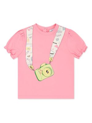 Emporio Armani Kids camera-print cotton top - Pink