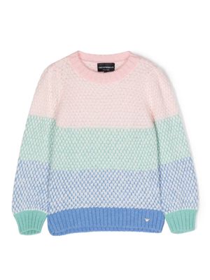 Emporio Armani Kids colour-block pillar-stitch knit jumper - Pink