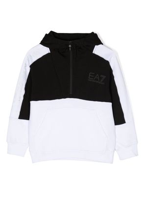 Emporio Armani Kids colour-block zipped hoodie - White