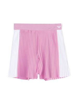 Emporio Armani Kids contrasting-panel pleated shorts - Pink
