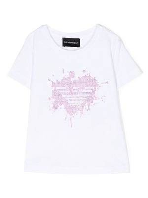 Emporio Armani Kids crystal-embellished T-shirt - White